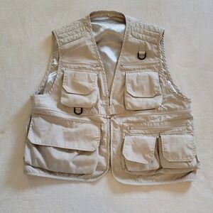 Fuji Film Vintage Photographer Vest Khaki Pockets Camera Gear Men's Large